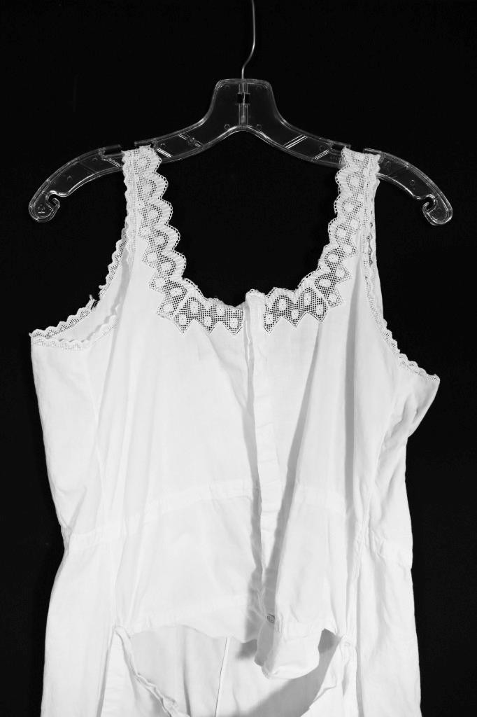 Antique Edwardian-1920&rsquo;s French White Cotton Slip Undergarment Large Exc Con