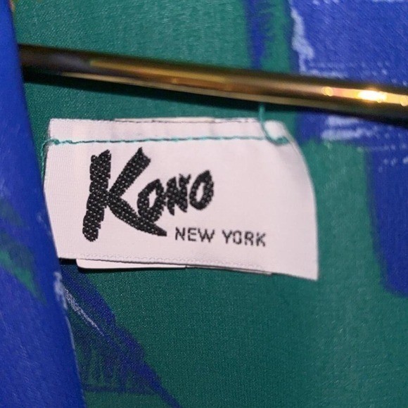 Vintage Kono New York Green/Teal Floral Ruched Dress P2P 22&Prime;, Length 46&Prime;