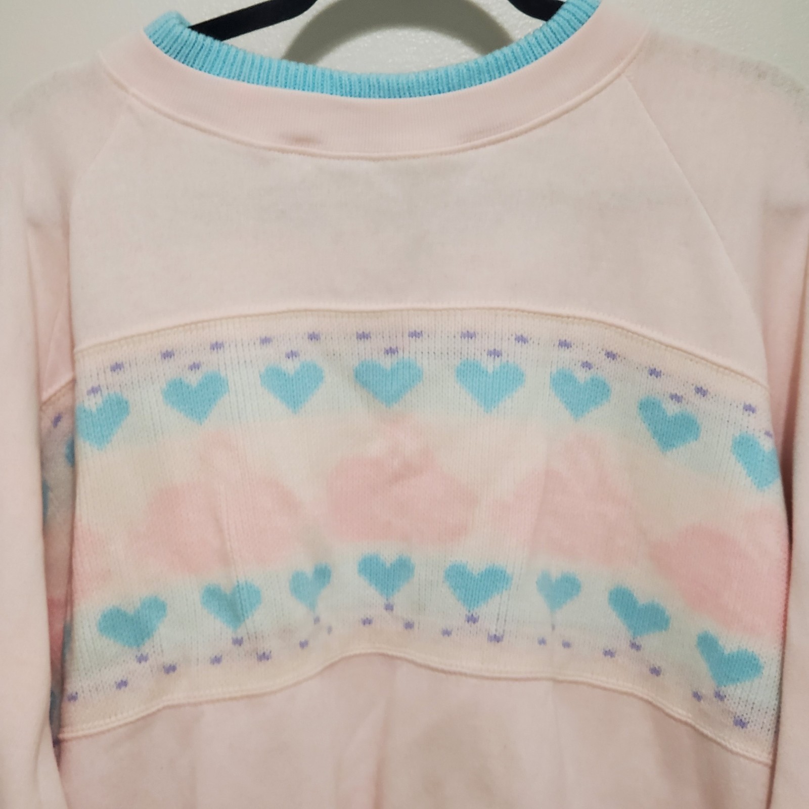 Mister Noah Plus Sweatshirt Knit Bunnies Hearts Pink 42 22W Womens Sweater VTG