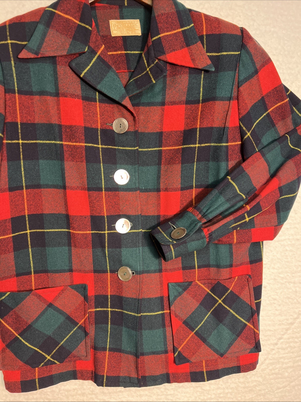 Vintage 50s Pendleton 49er Jacket Shadow Plaid Sz M Rockabilly