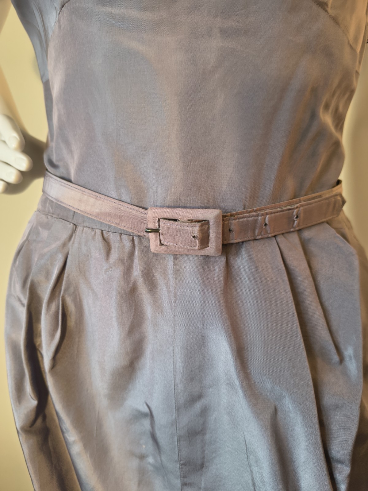 Vintage 50&rsquo;s Parness Feinstein 2pc Purple Sharkskin Taffeta Cocktail Dress