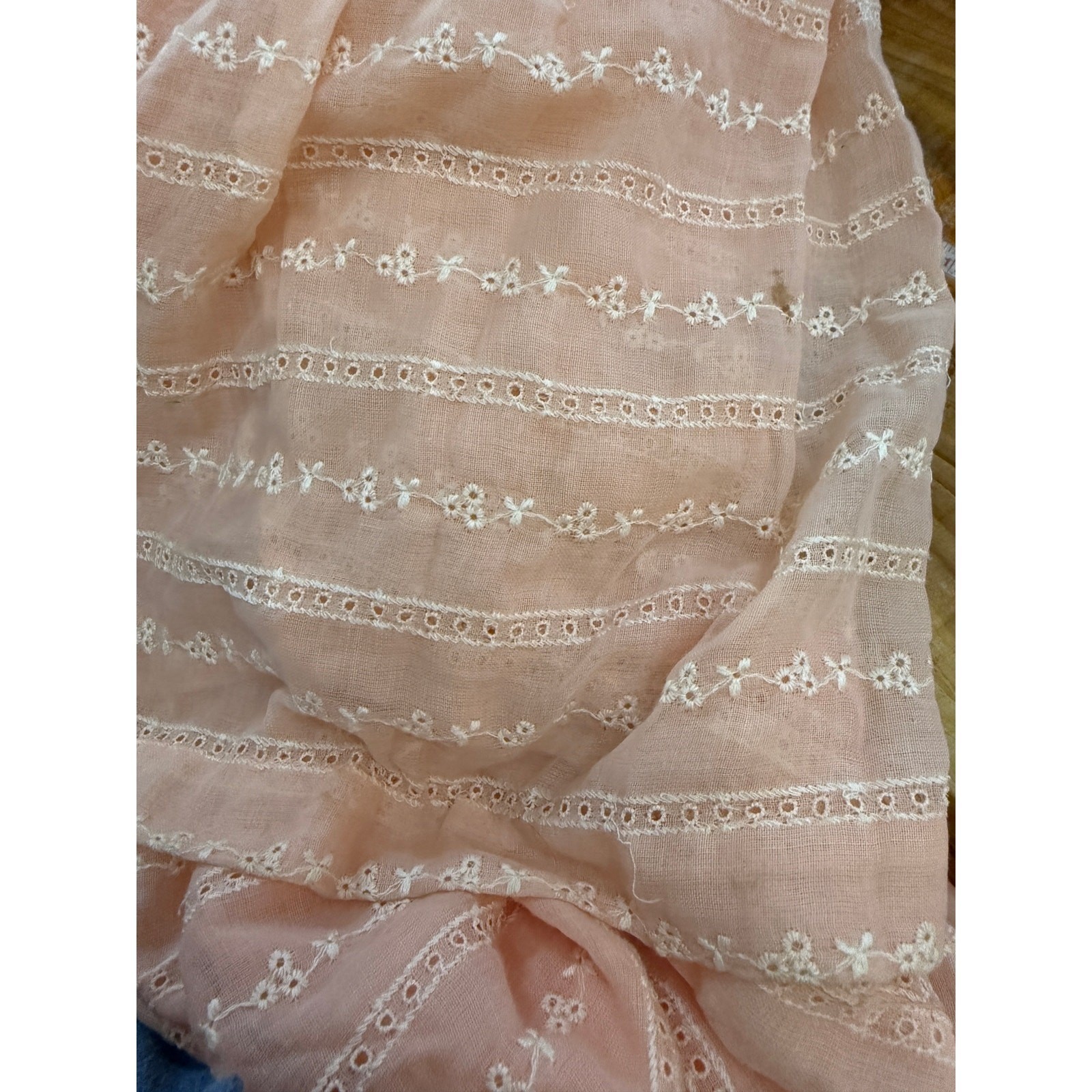 Vintage 70&rsquo;s Handmade Women&rsquo;s Dress Prairie Floral Cotton Lace Bridesmaid N10