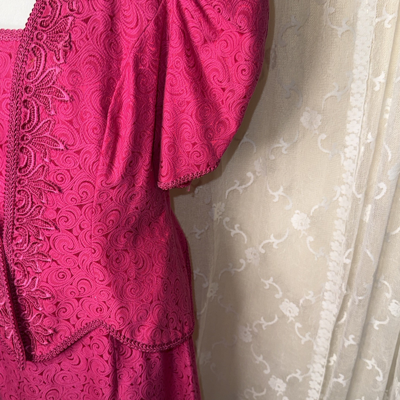 Vintage Cachet Pink Unlined Sleeveless Cocktail Dress & Matching Jacket 13-14