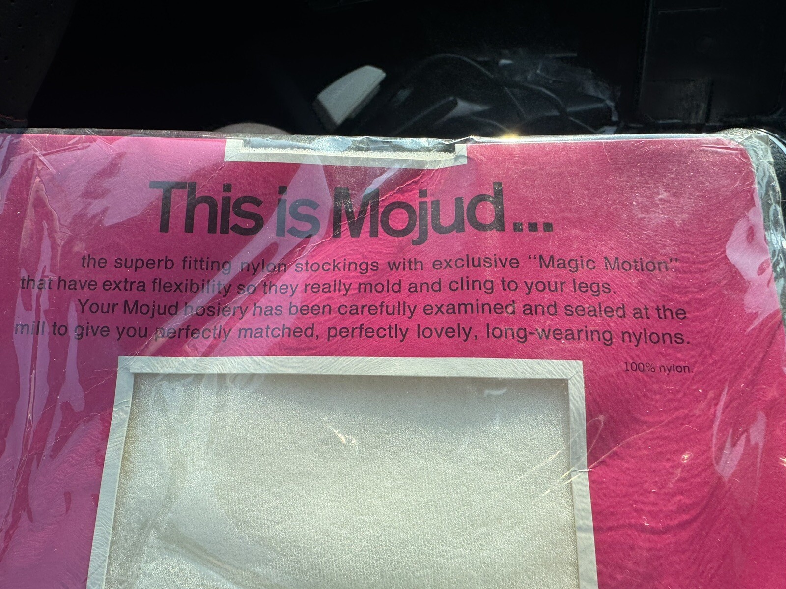 Mojud Seamless Mesh Agilon Nylon Stockings Sz 9 1/2-10 Long Color White 1960s