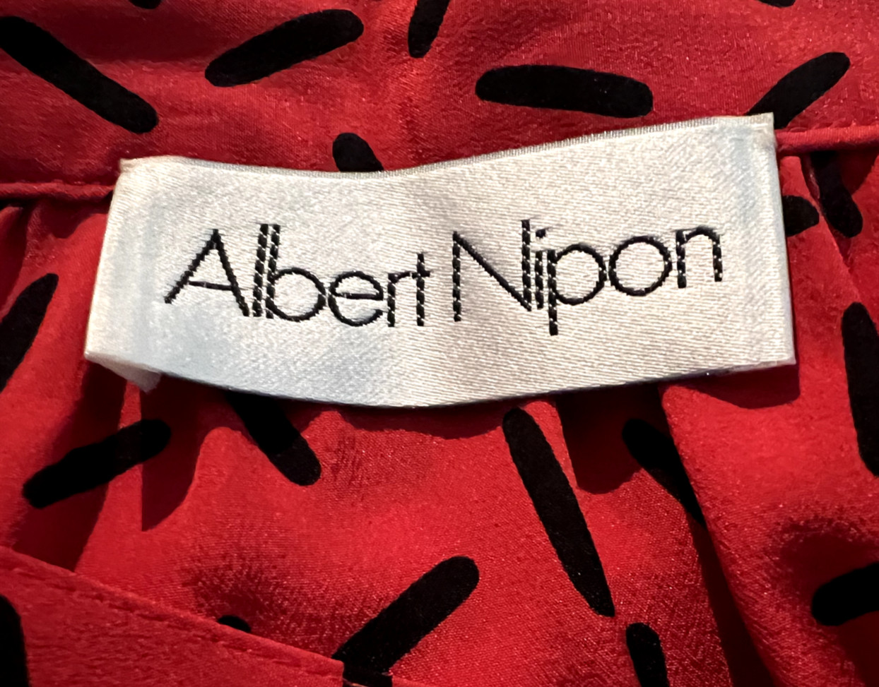 VTG Patterned 1980s Albert Nipon Silk Skirt 8, Memphis Milano LETRASET Style