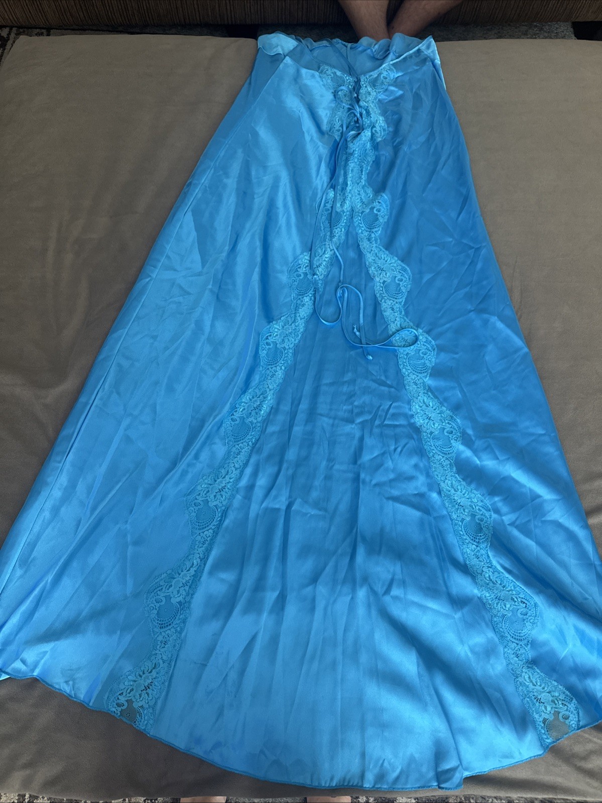 Vintage Vassarette Long Intimate Attitude Tricot Nightgown Sz 1X Blue