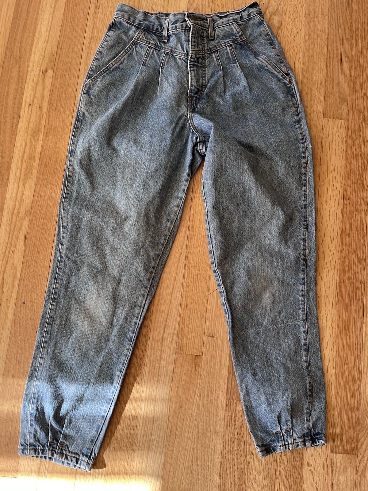 Vintage 80s Sunset Blues Wash High-Rise Pleated Mom Jeans Women&rsquo;s Size 12