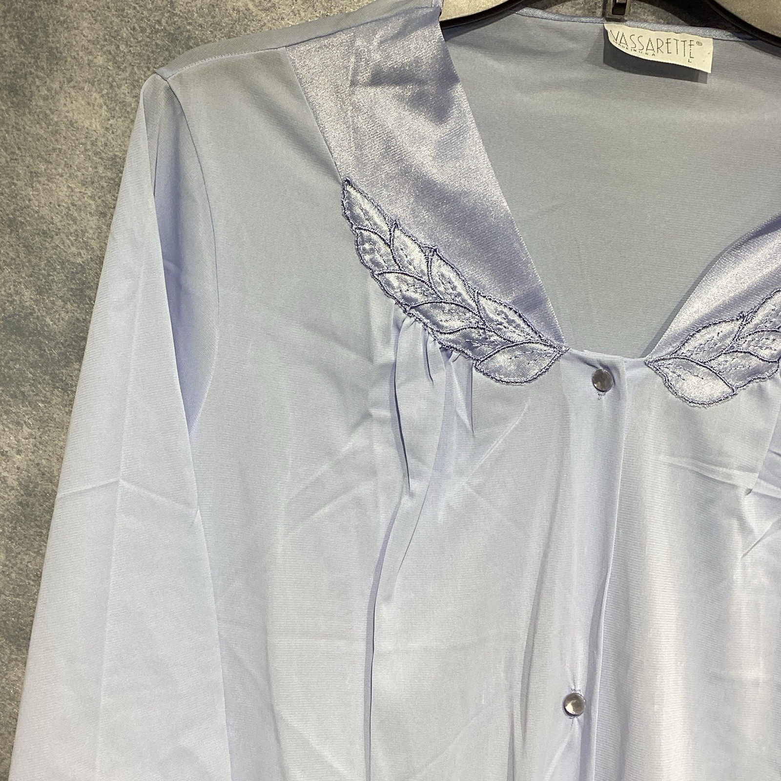 VINTAGE Vassarette Nylon ROBE Large Bust 46 Opal Blue Button NEW NWT