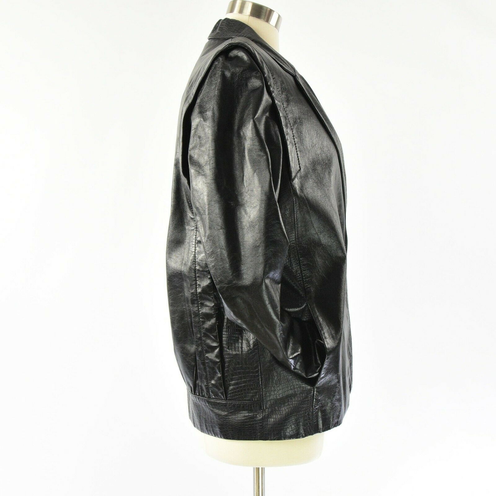 80s Vintage Black Leather Jacket Womens 10 M Gusseted Blazer Wilsons