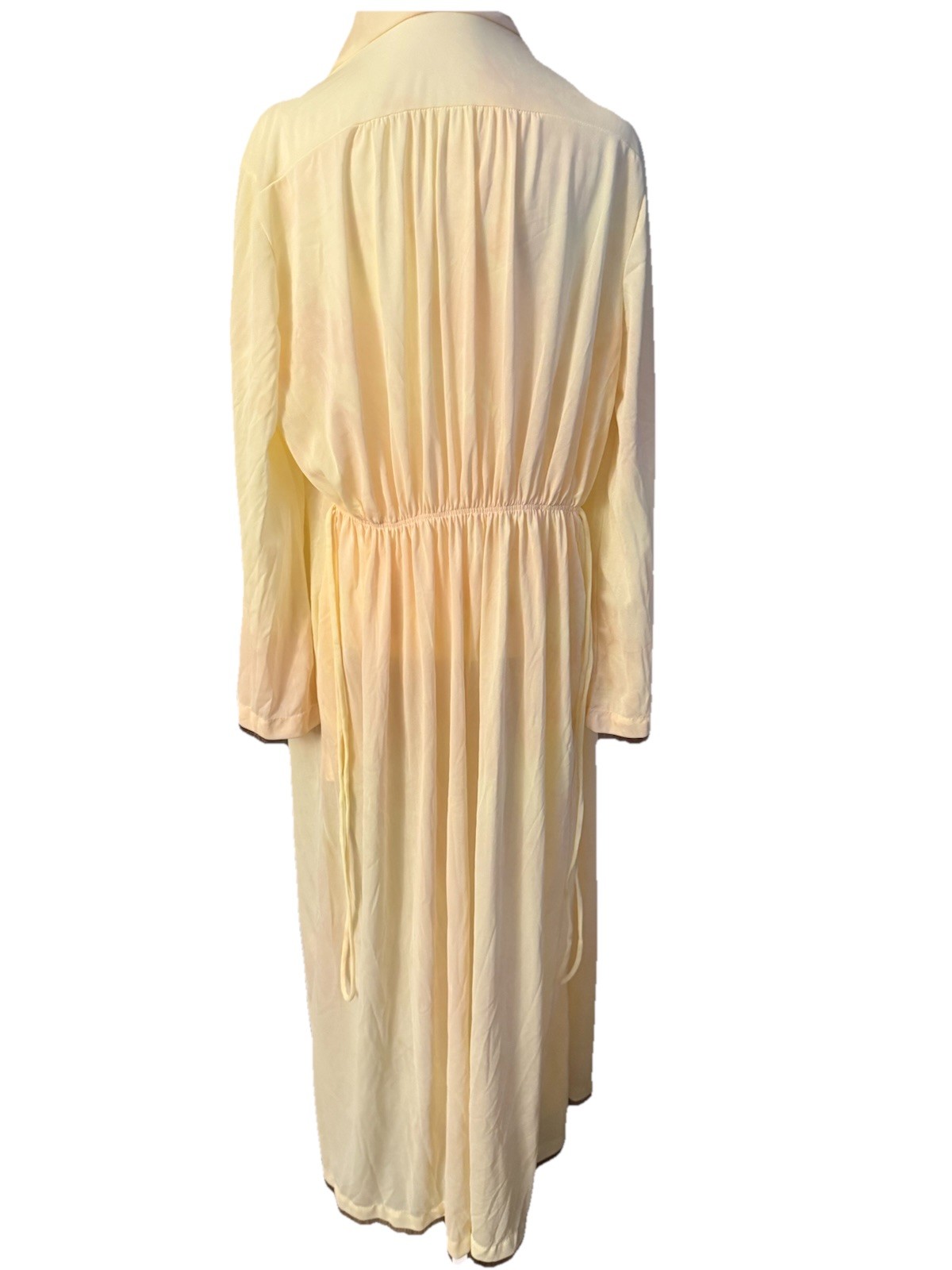 Vintage Miss Elaine Peignoir Long Robe Pink Yellow Sheer Hollywood Glam Large