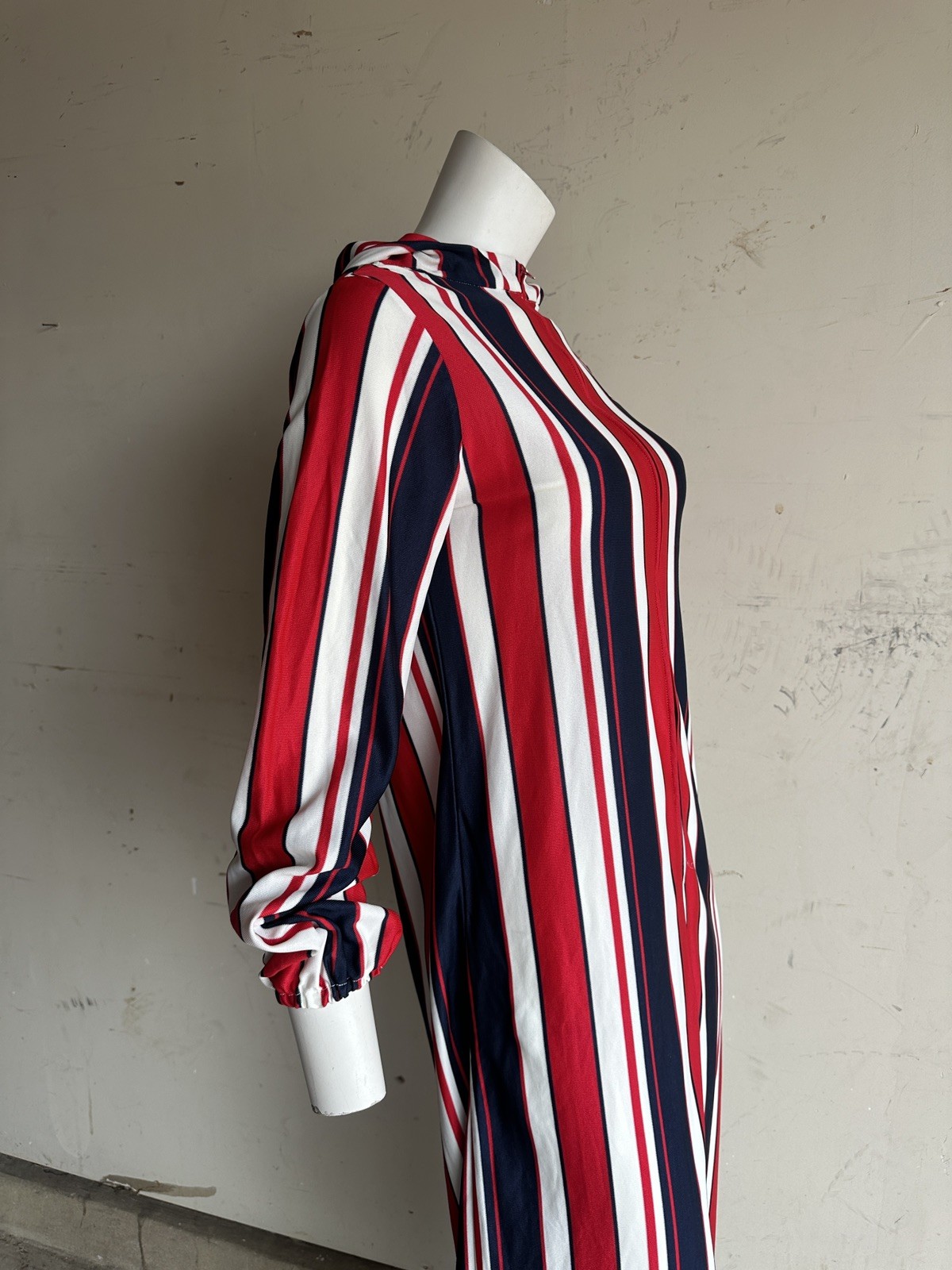 Vintage 60s 70s Striped Hooded Caftan Mod Boho Groovy