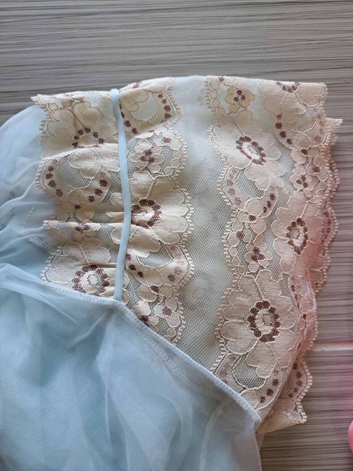 Vintage 50&rsquo;s 60&rsquo;s Lace Robes Pink Blue M Nylon Lightweight Sleepwear Lot 2 Tie