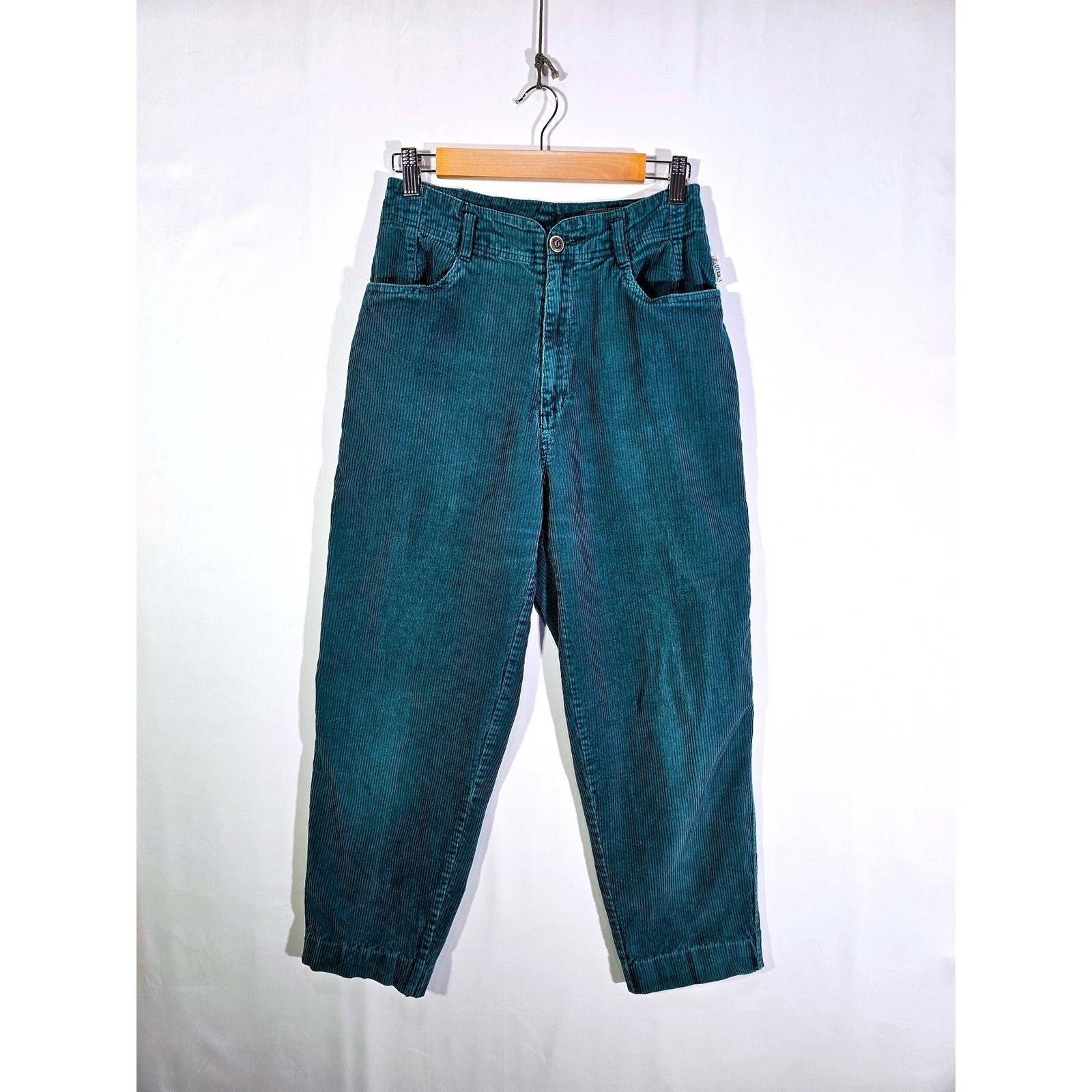 Vintage Retro 70s Paris Sport Club Corduroy Pants Womens 8 Teal Green