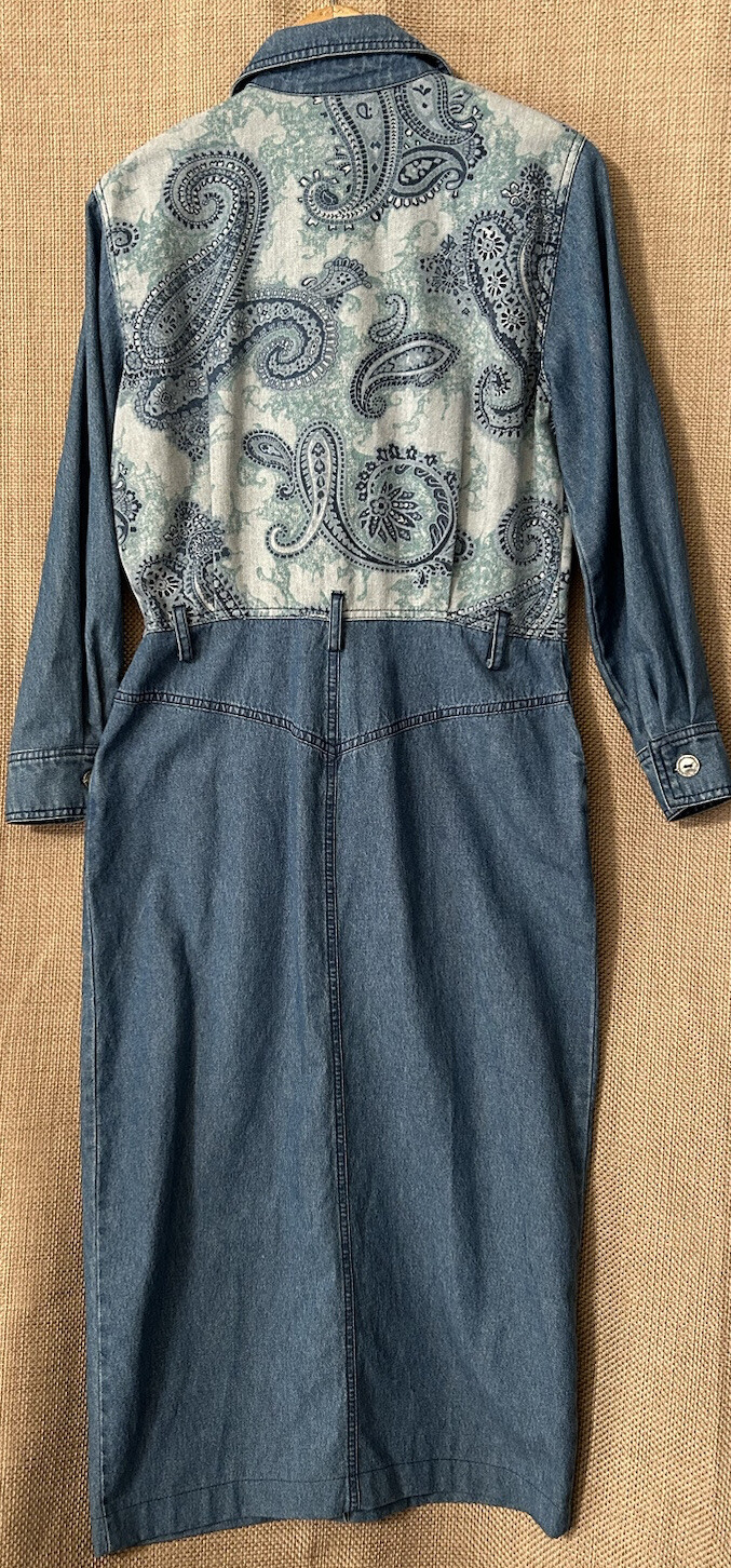 Vintage 80s Monique’s Fashion Denim Dress 8 Retro Western