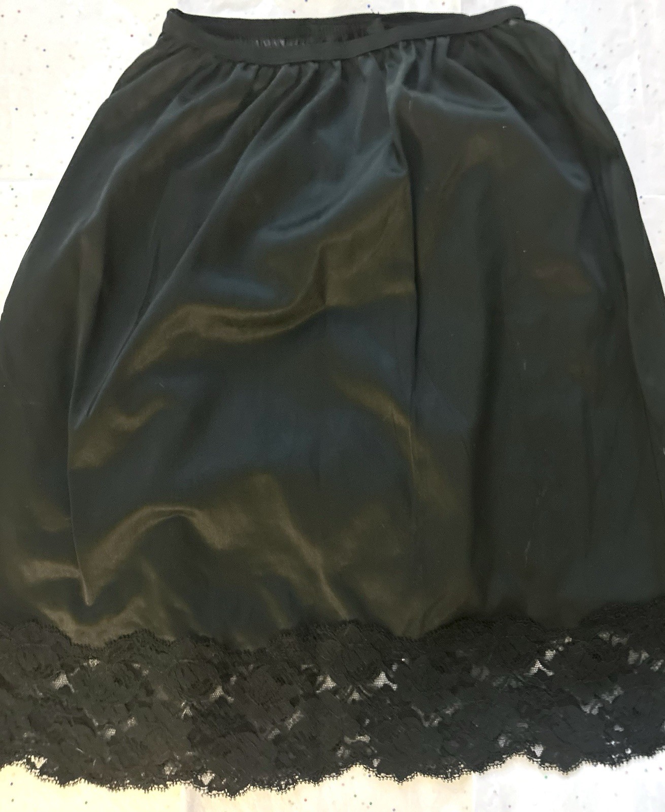 Greenco Maid Half Slip Black With Vertical Lace Medium