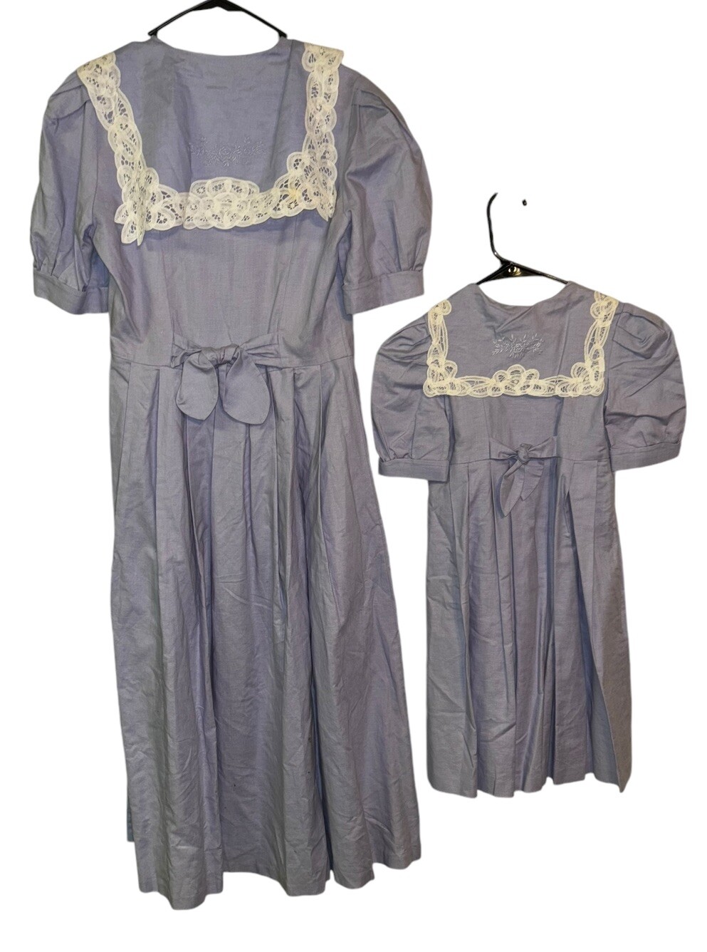 Vtg Laura Ashley Mother & Child Set Dresses Lace Cottage Core 80s Sz 8 Kids 6yrs