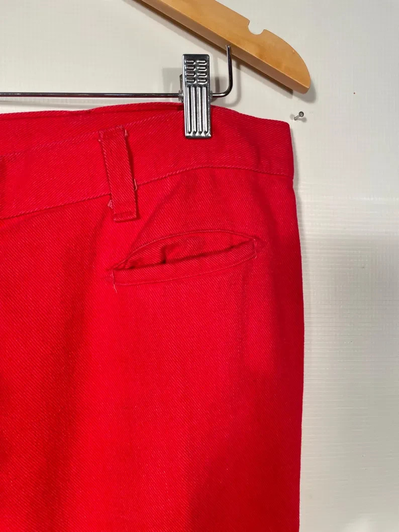 Vintage 1970s Cherry Red Denim Bell Bottoms Size L
