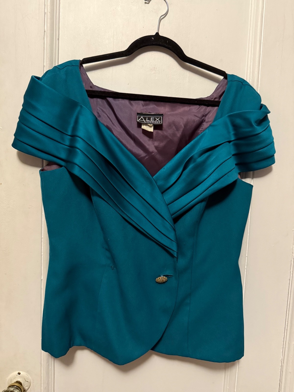 Vintage Gorgeous Alex Evenings Off Shoulder sz 14 Teal