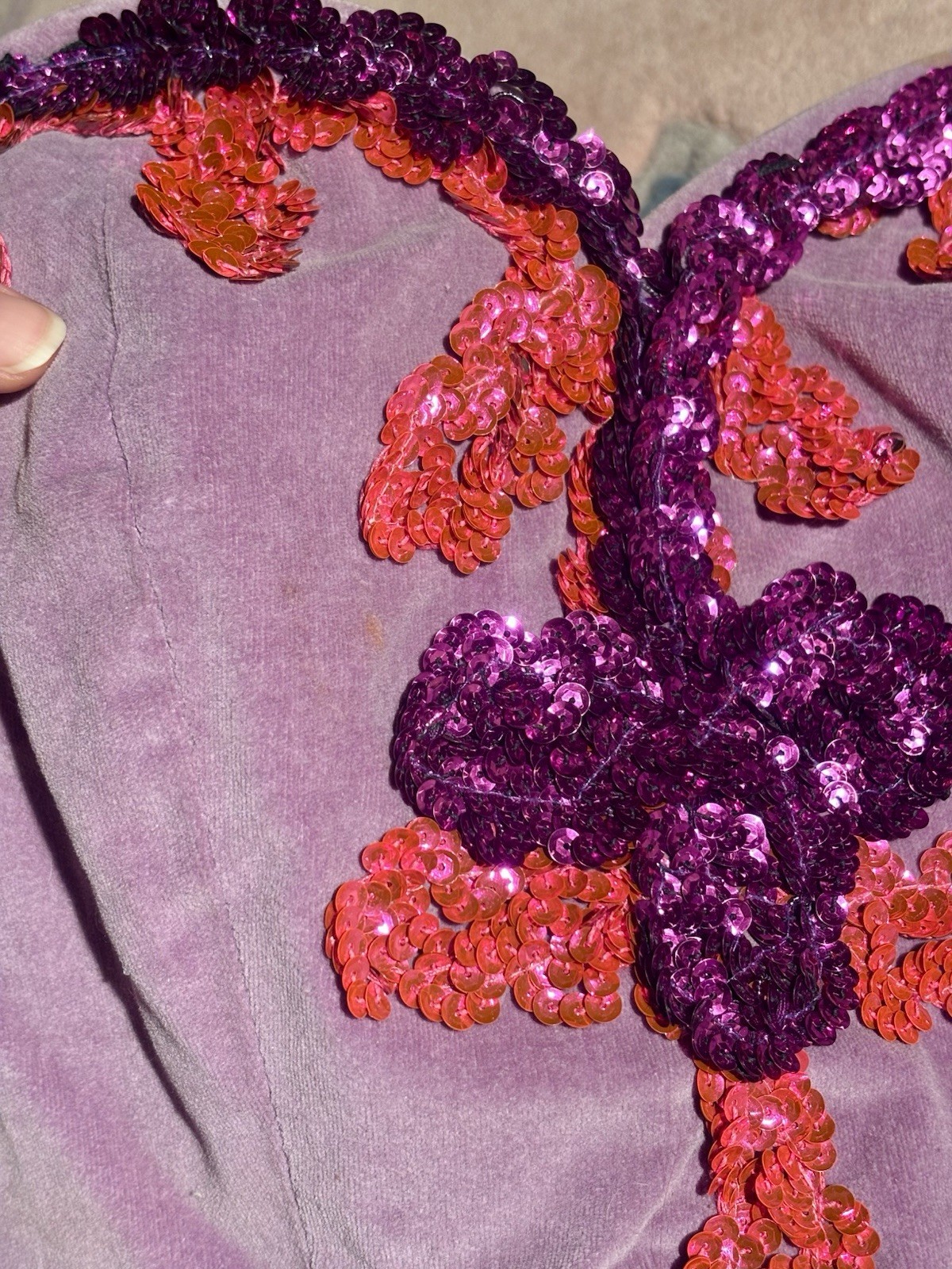1960s/70s Lavender Velvet Sequin Stage Costume Dress, Size S-M