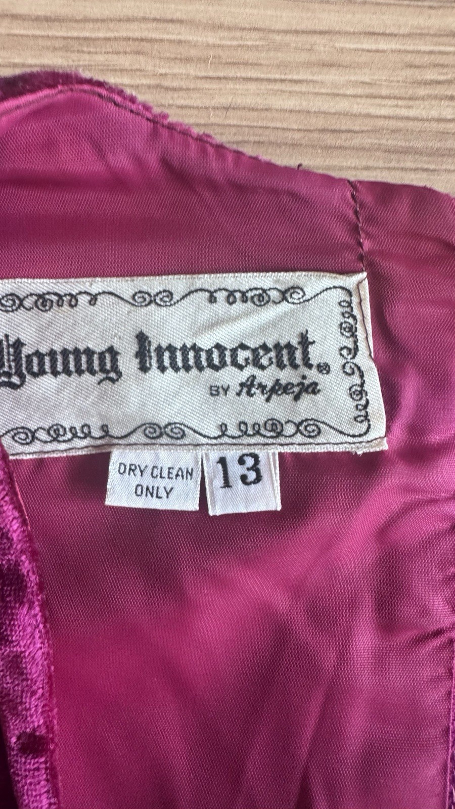 Vtg 1970s Young Innocent Raspberry Velvet Minidress Size 13