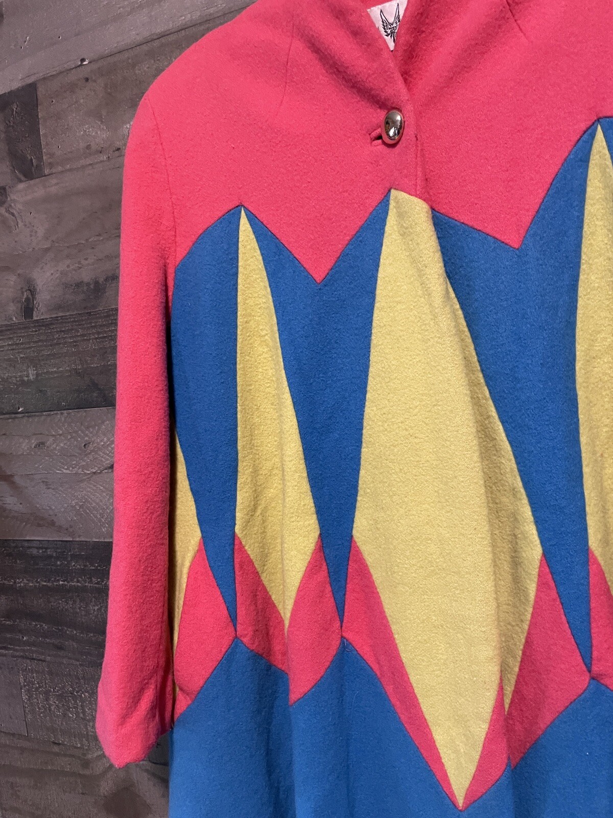 Vintage Swing Wool Coat Jacket Retro Neon Brite Pink Yellow Blue Fai Tat