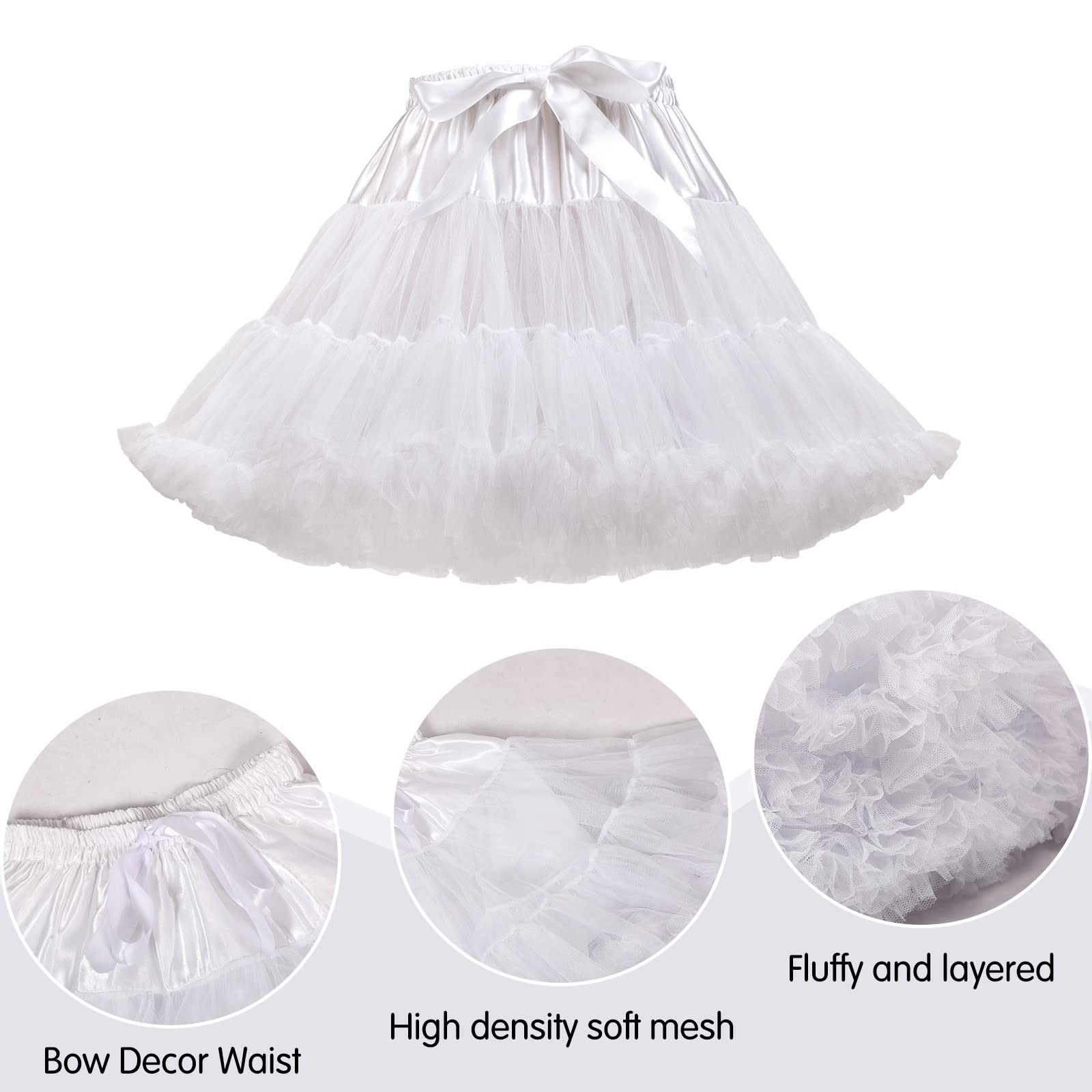 Womens Tutu Petticoat, Dance Half Slips, Cosplay Tulle Underskirt, Crinoline