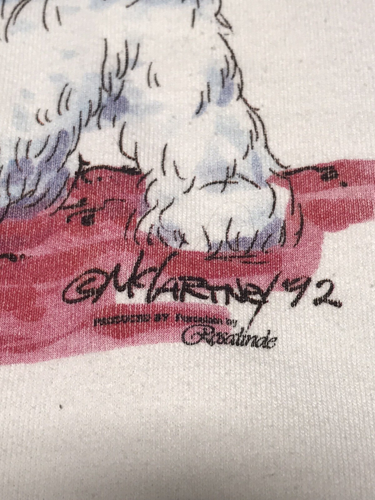 bichon rosalinde mclartney bichon sweater 90s vtg Usa Made Sz L Oneita Tag v2597