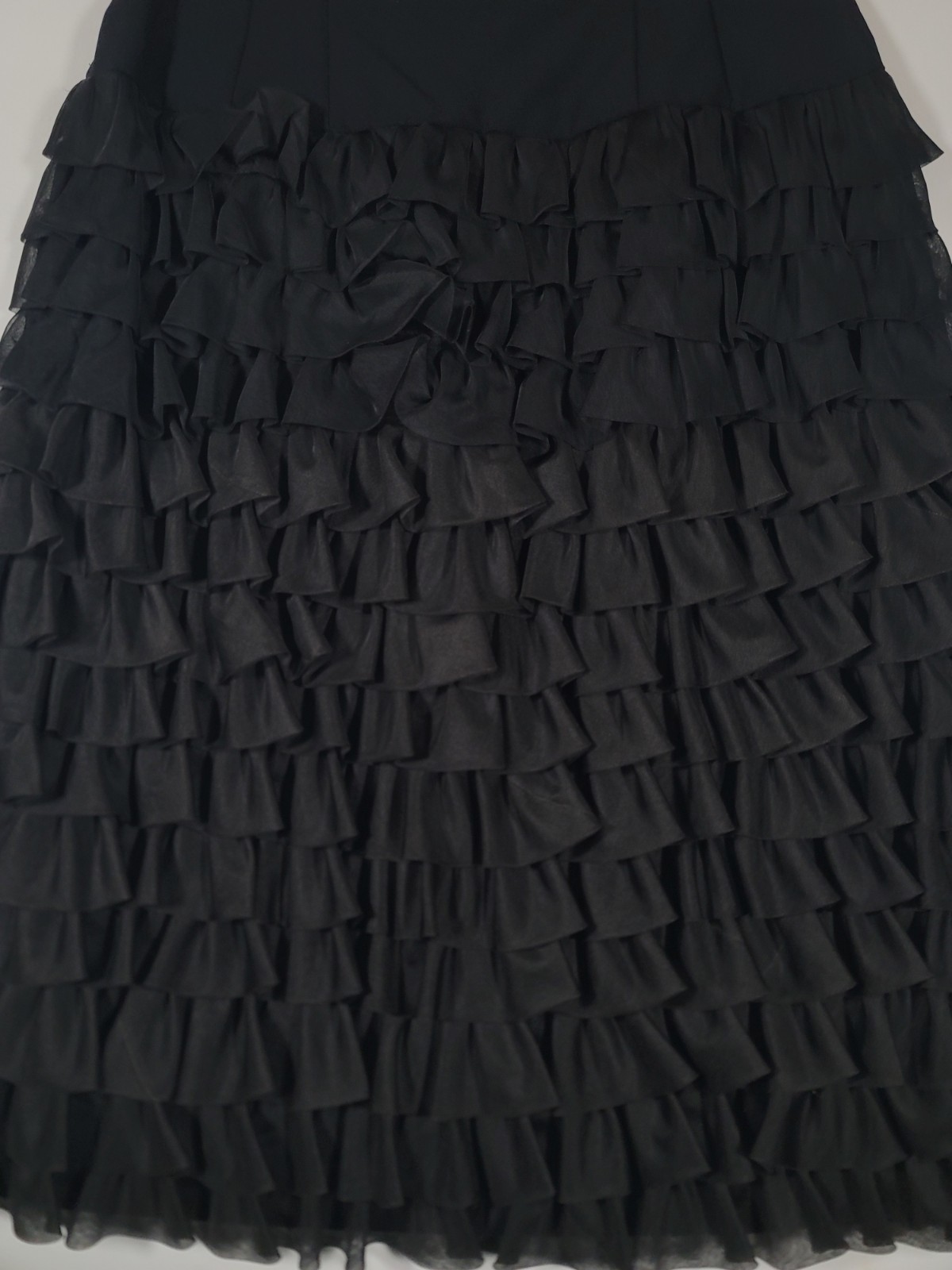 VTG Alfred Werber Black Ruffle Cocktail Dress Womens Tiered Party Dress READ