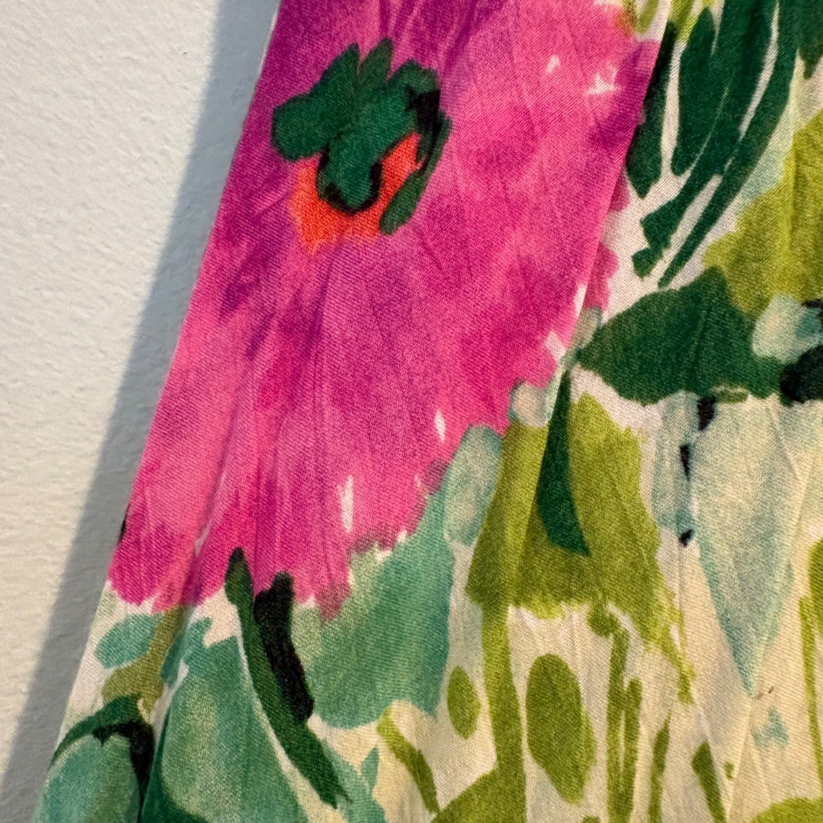 Vtg Jams World Small Floral Maxi Ruffle Skirt Rayon Cottage Bouquet Resort Art