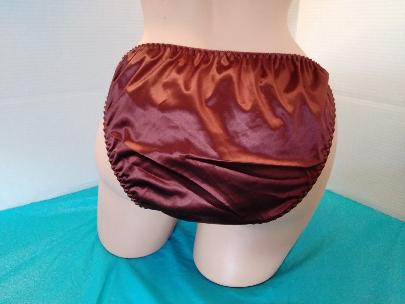 Panties String Bikini Lingerie Glossy Satin Second Skin L Copper Stretchy