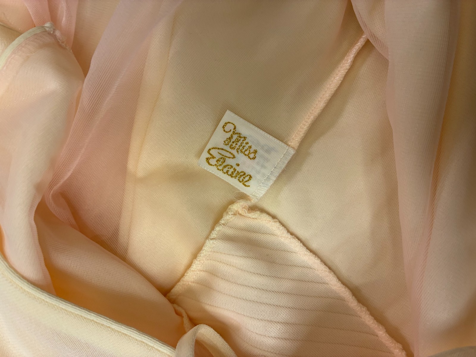 Vintage MISS ELAINE LONG GRECIAN NIGHTGOWN Small IVORY BLUSH Goddess Siren READ