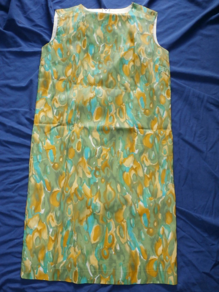 LauraMae Life Sportswear Sheath Dress SZ SM VNTG Watercolor Green Gold Laura Mae