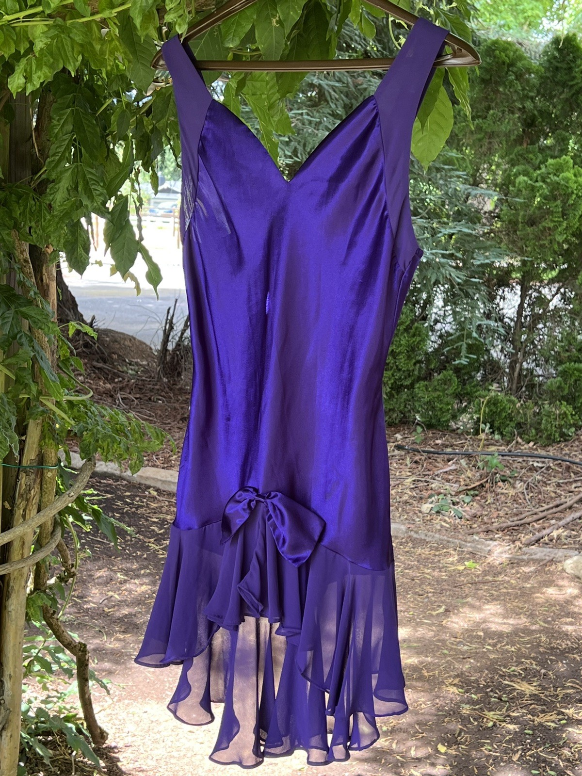 Vintage Val Mode Purple Satin Chiffon Chemise Slip Nightgown Babydoll Small