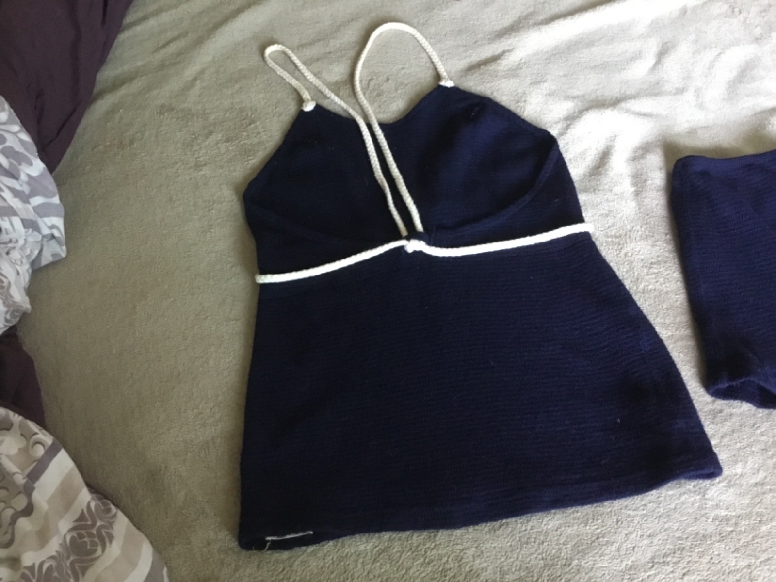 Vintage 1920 – 1930’s Wool Bathing 2 pc suit Navy sailors beach Bradley