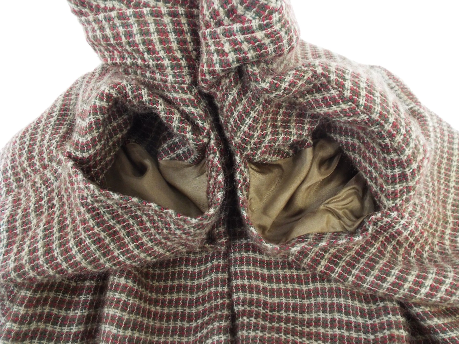 Vintage Giorgio Armani Brown Plaid Wool Blend Maxi Skirt 44 Fold Down Waist