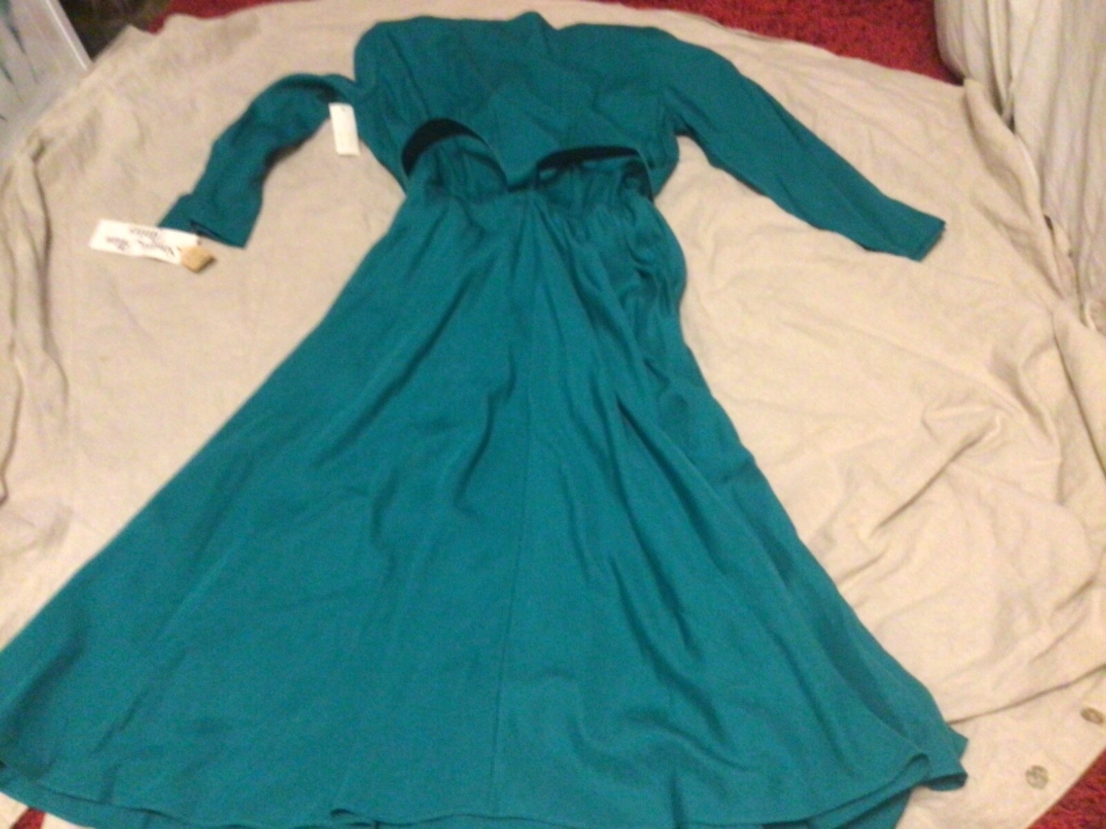 Vintage Stuart Alan Petites Size 10 ~Green Belted Dress~NOS