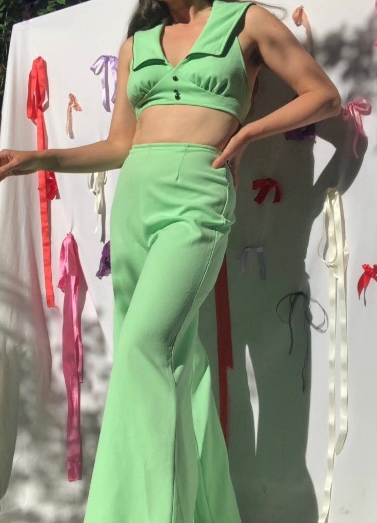 1970&rsquo;s Mint Two-piece Flared Halter Top Set