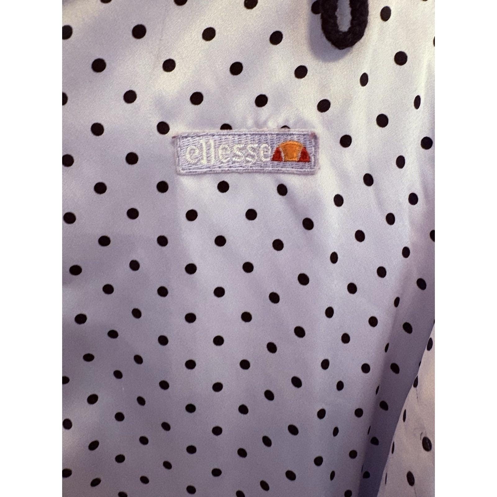 Vintage Ellesse Jacket Medium Blue Satin Polka Dot 80s Retro Streetwear Costume