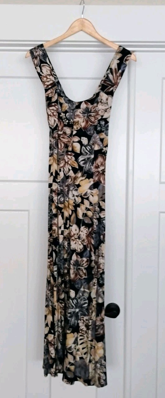 Vintage 90&rsquo;s All That Jazz Floral Maxi Dress Rayon Criss Cross Back Size 11/12