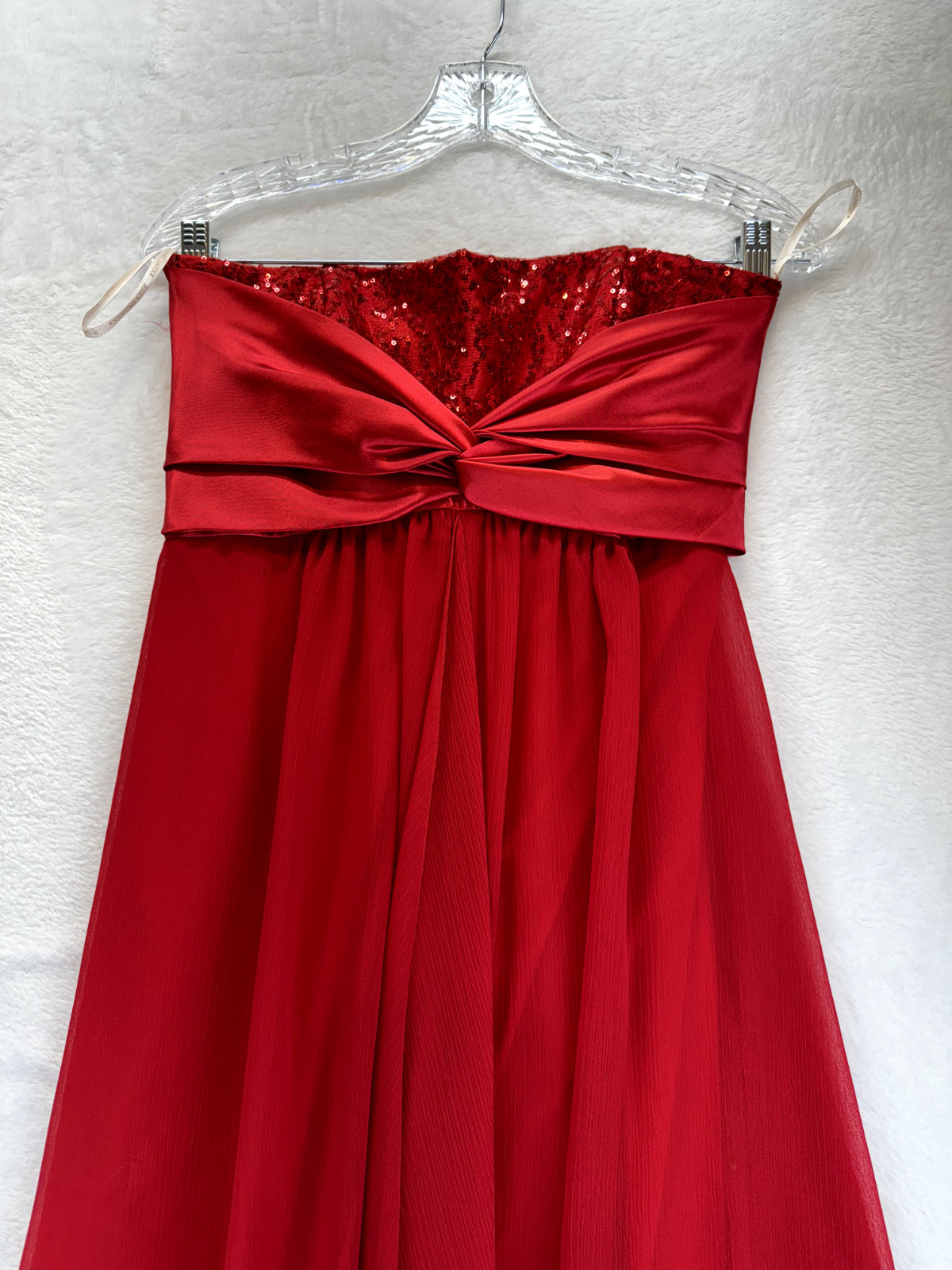 Vintage Jessica McClintock for Gunne Sax Long Red Dress Size 5 Sequin Strapless