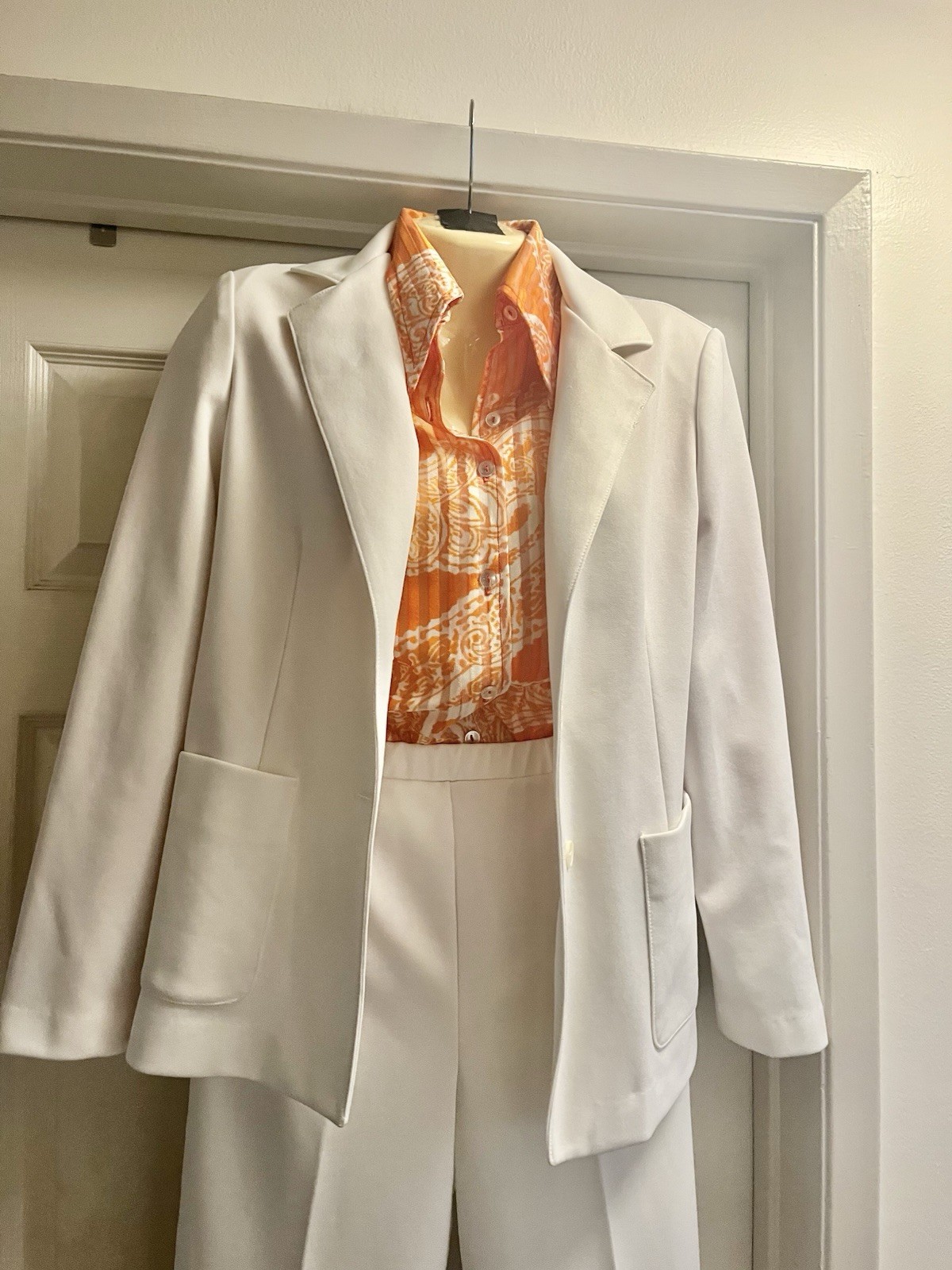 Vintage Devon White 3 Piece Suit Separates Jacket Skirt Pants & Blouse Size 7/8