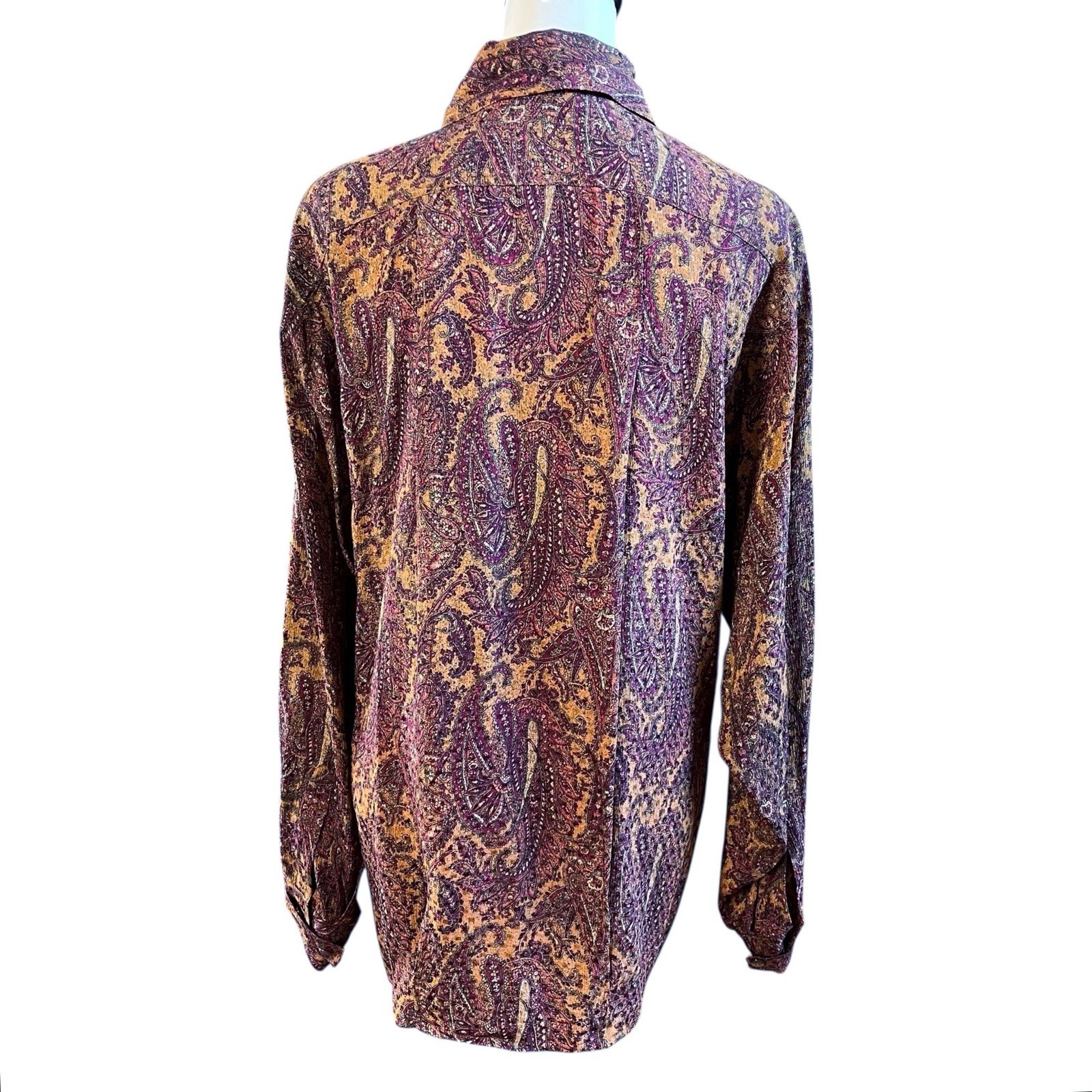 VTG Escada Size 38 Silk Blouse Margaretha Ley Top Paisley Print Button Front