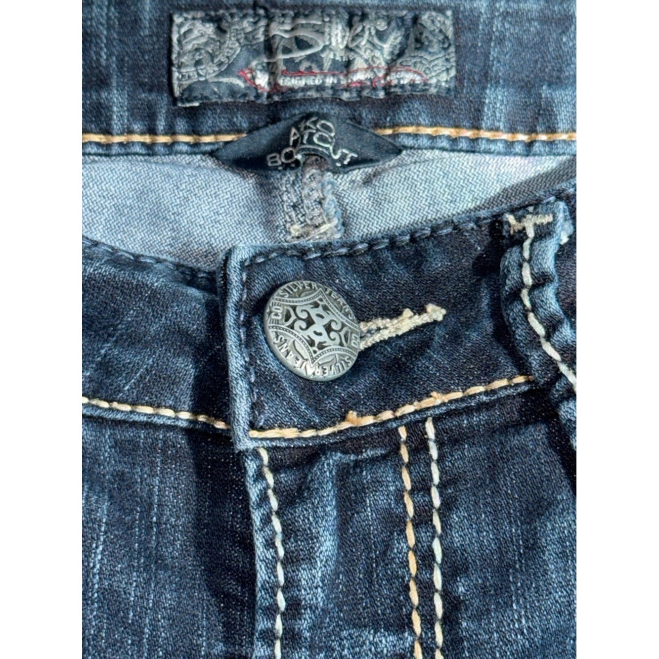 👖🌵 SILVER Aiko Bootcut Jeans Women&rsquo;s Dark Wash Western Y2K Sz 28