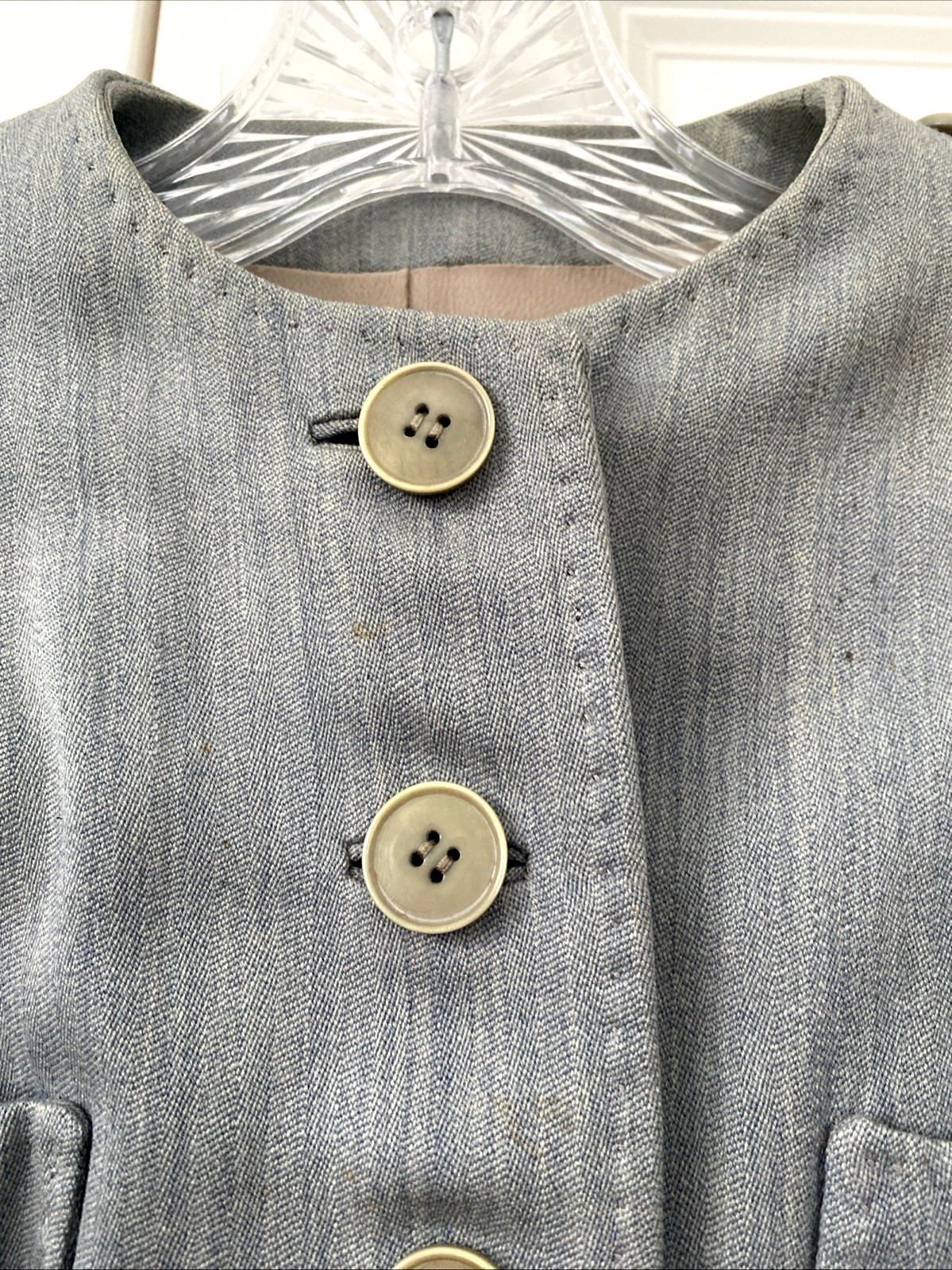 1940s Vtg Swansdown Gray Wool 2 Pc Suit Button Jacket & Skirt Nipped Waist OOAK