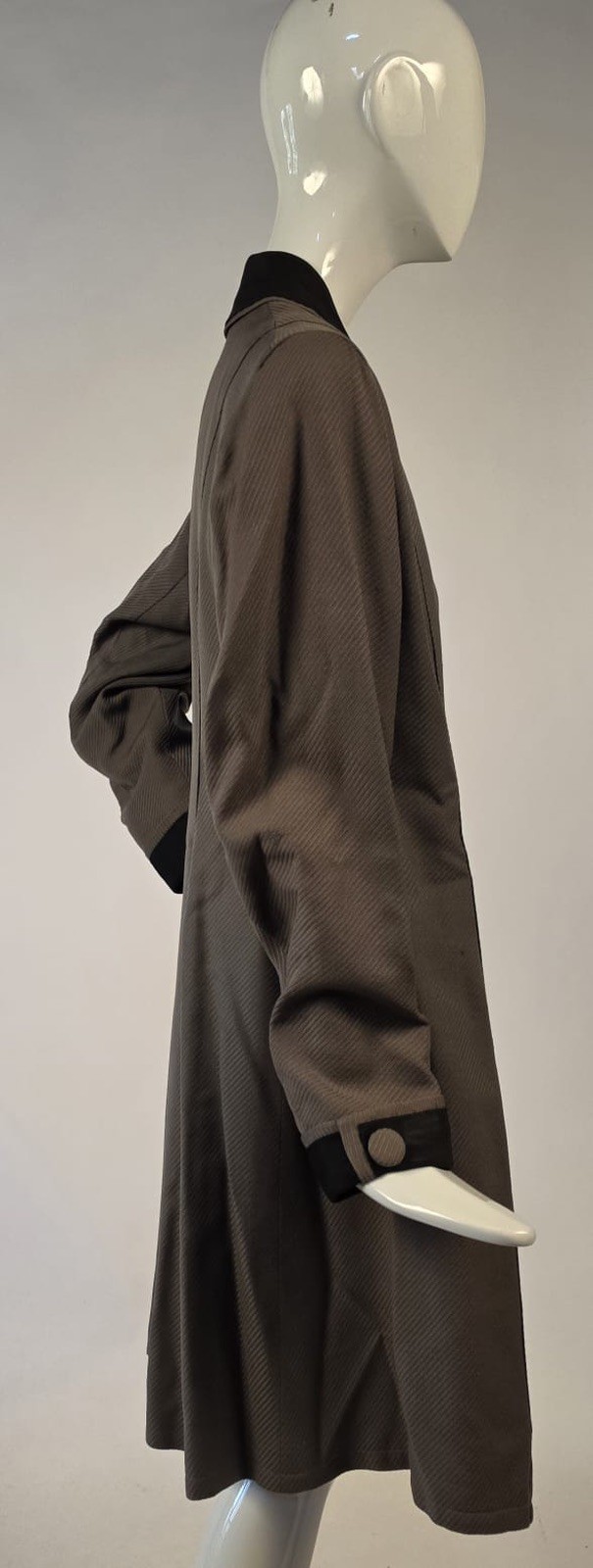 EDWARDIAN RIBBED WOOL WALKING SUIT JACKET W BLACK SILK COLLAR + CUFFS