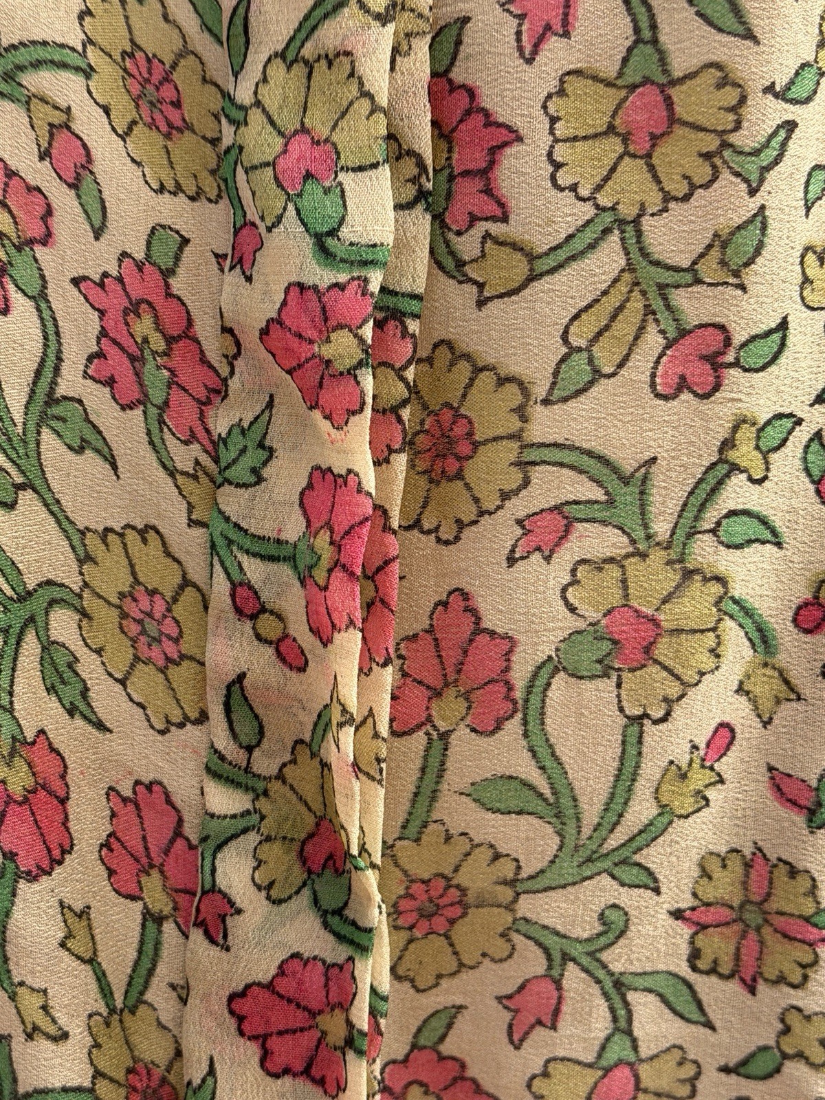 JUDITH ANN CREATIONS VINTAGE WOMENS SILK BATIK FLORAL BLOUSE TOP SMALL S BOHO