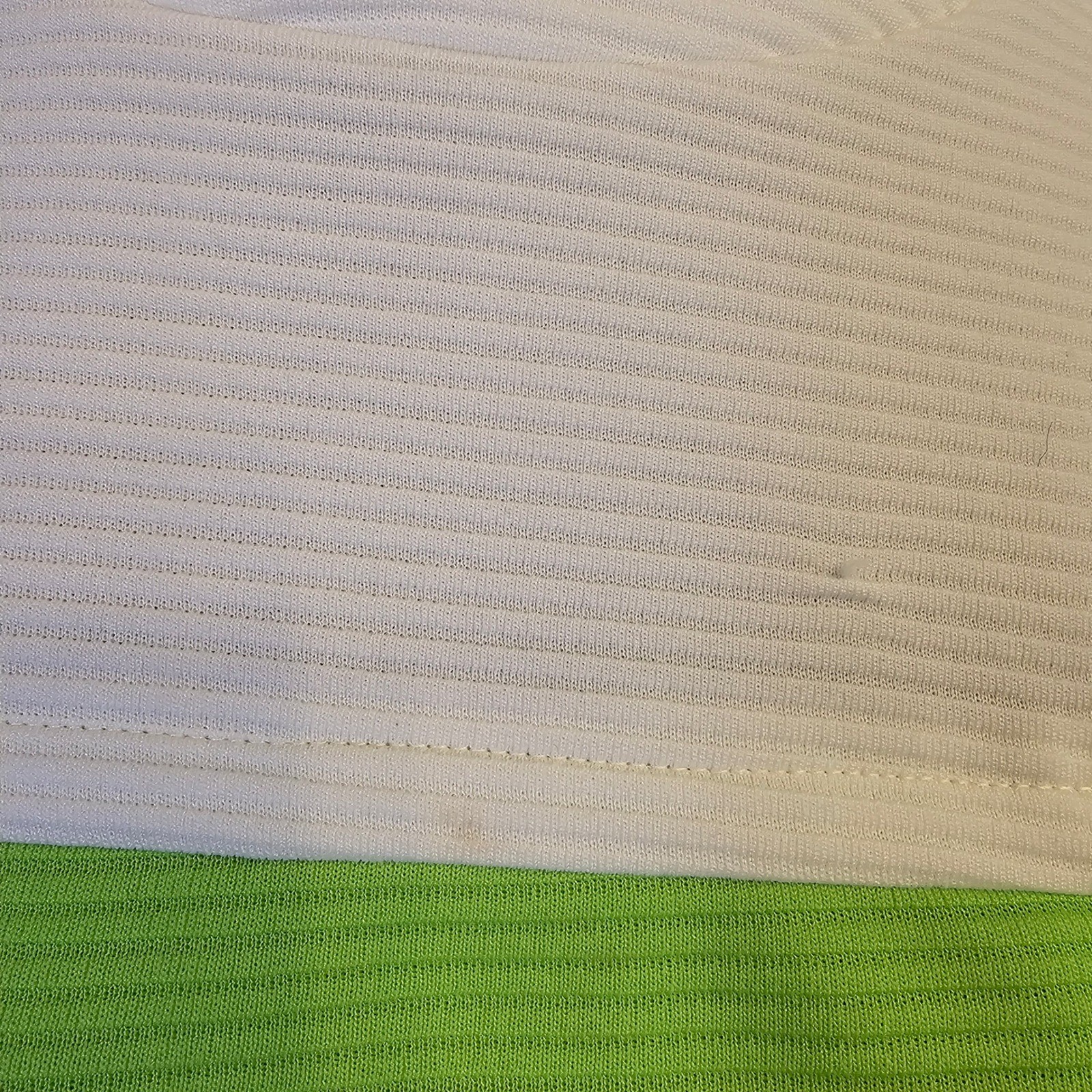 Vintage 60s Mod Lime Green White Ribbed Shift Dress ILGWU Union Made Womens XL