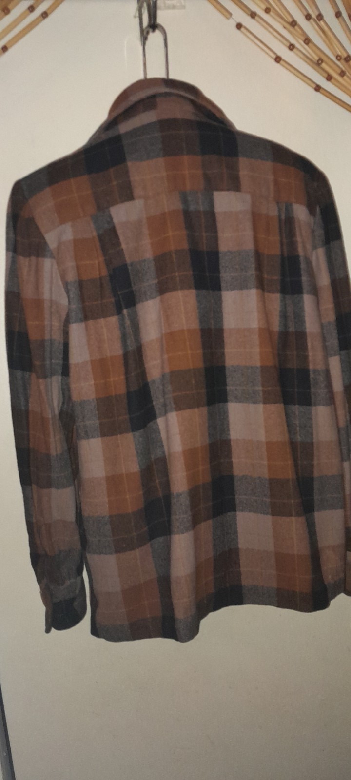 Vtg 40s 50s Brown Rust Wool USA Pendleton Plaid Womens Chore 49er Work Jacket XL