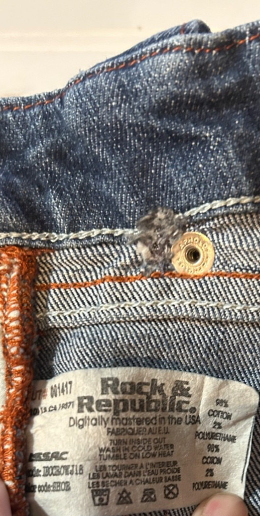 VINTAGE ROCK & Republic « Isaac » BOOT CUT JEANS Skull Orange blue s 31