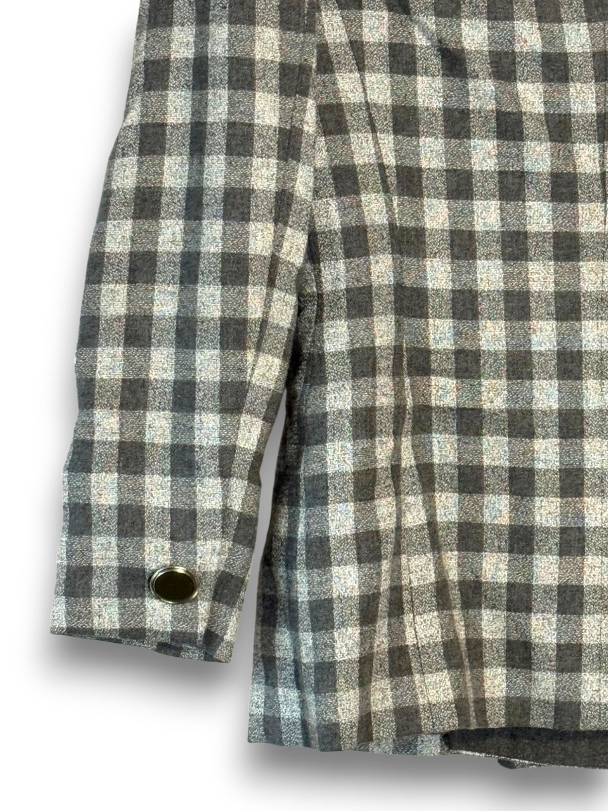 Vintage Petite Sophisticate Gingham Wool Blend Double Breasted Blazer Jacket Siz
